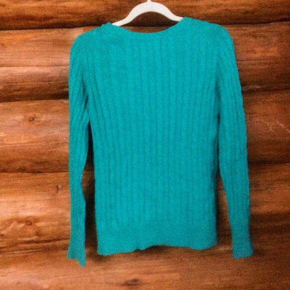 Vintage Cable Knit Wool Blend Long Sleeve V-Neck by JC Penney Size XL Petite - Picture 5 of 5